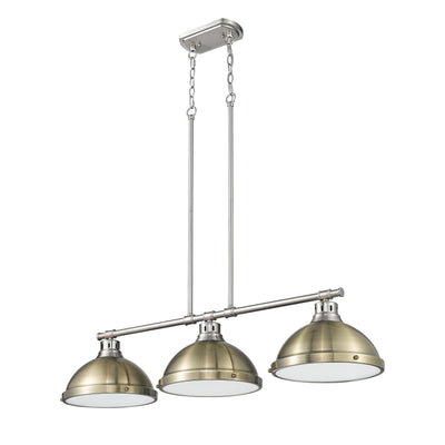 Yep by Golden Lighting Duncan 3-light Island Light in Pewter and Aged Brass shade - - Golden Lighting