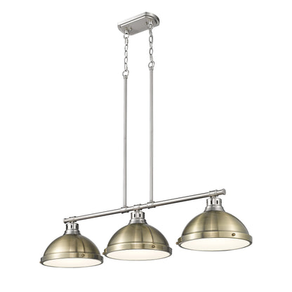 Yep by Golden Lighting Duncan 3-light Island Light in Pewter and Aged Brass shade - - Golden Lighting