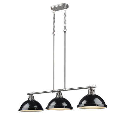 Yep by Golden Lighting Duncan 3-light Island Light in Pewter and Black shade - - Golden Lighting