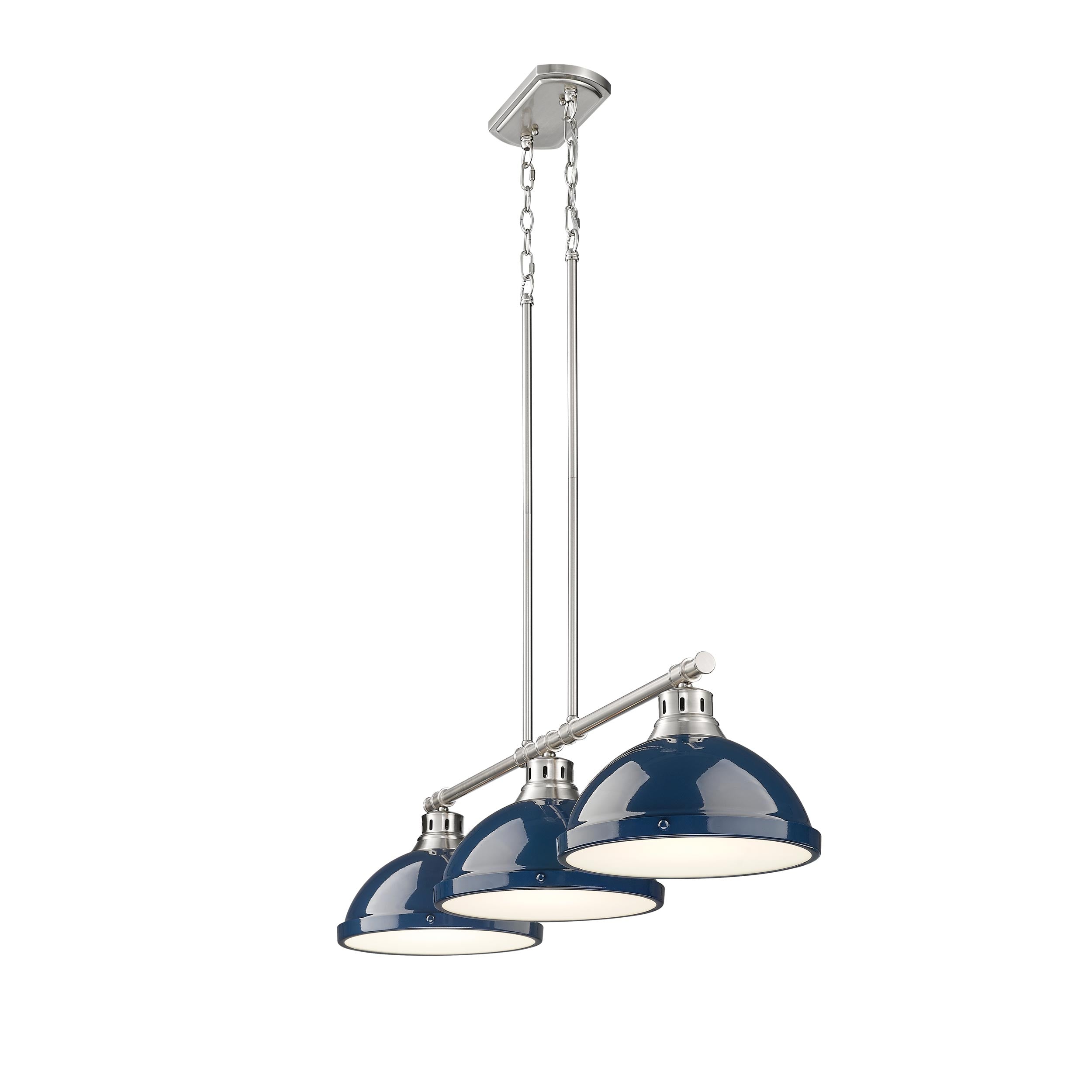 Yep by Golden Lighting Duncan 3-light Island Light in Pewter and Navy Blue shade - - Golden Lighting