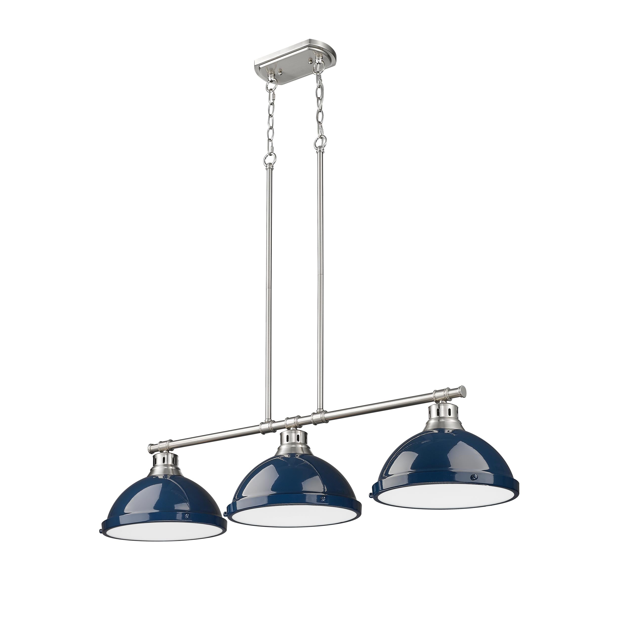 Yep by Golden Lighting Duncan 3-light Island Light in Pewter and Navy Blue shade - - Golden Lighting