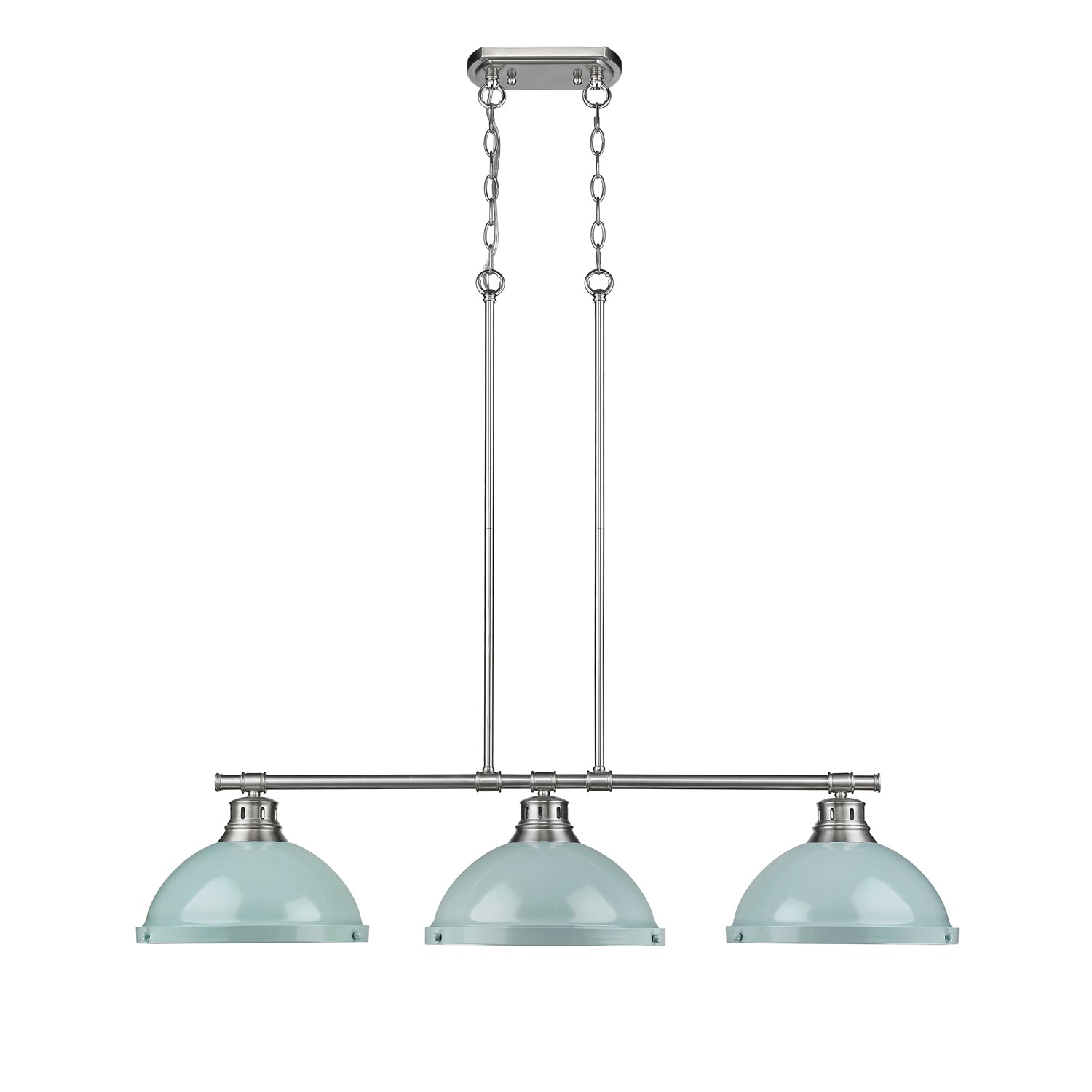 Yep by Golden Lighting Duncan 3-light Island Light in Pewter and Seafoam shade - - Golden Lighting