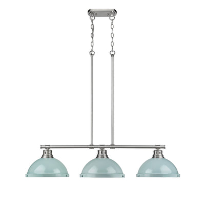 Yep by Golden Lighting Duncan 3-light Island Light in Pewter and Seafoam shade - - Golden Lighting