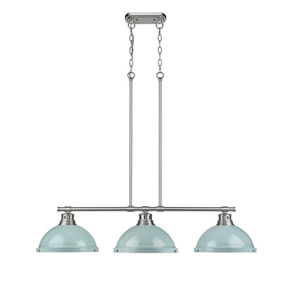Yep by Golden Lighting Duncan 3-light Island Light in Pewter and Seafoam shade - - Golden Lighting
