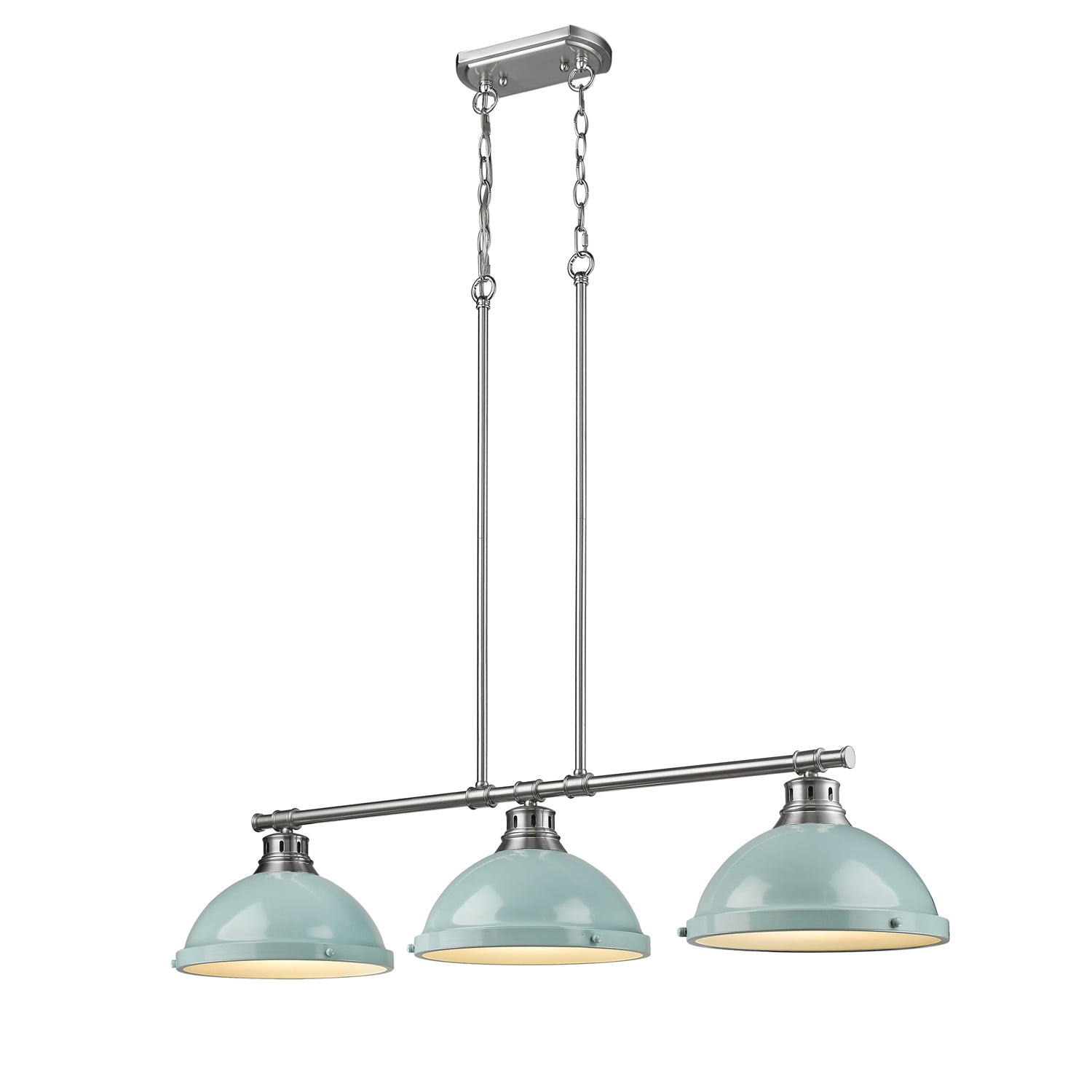 Yep by Golden Lighting Duncan 3-light Island Light in Pewter and Seafoam shade - - Golden Lighting