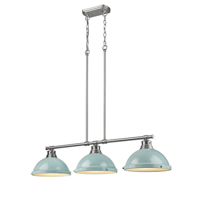 Yep by Golden Lighting Duncan 3-light Island Light in Pewter and Seafoam shade - - Golden Lighting