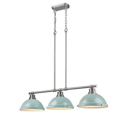Yep by Golden Lighting Duncan 3-light Island Light in Pewter and Seafoam shade - - Golden Lighting