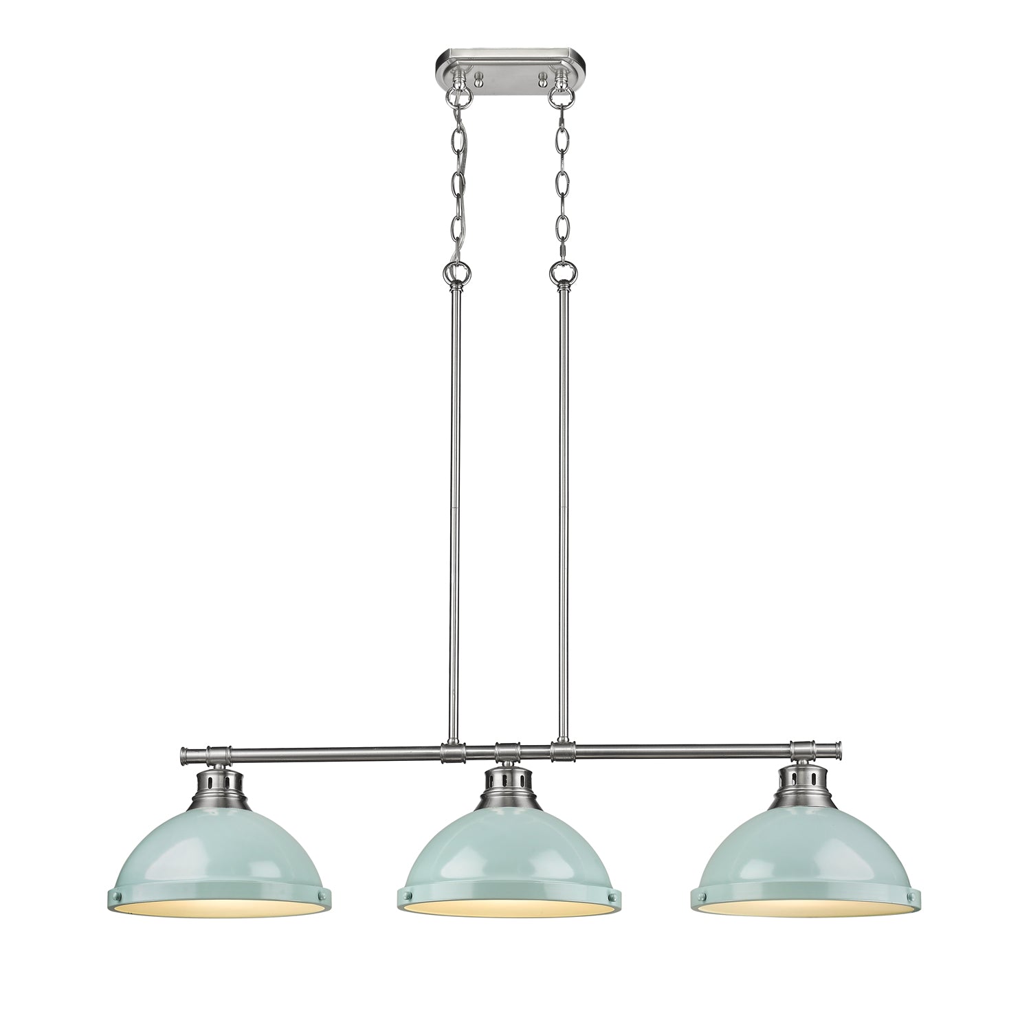Yep by Golden Lighting Duncan 3-light Island Light in Pewter and Seafoam shade - - Golden Lighting