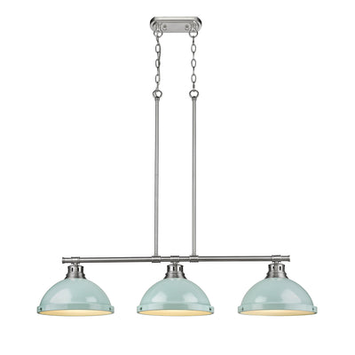 Yep by Golden Lighting Duncan 3-light Island Light in Pewter and Seafoam shade - - Golden Lighting