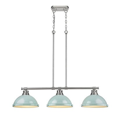 Yep by Golden Lighting Duncan 3-light Island Light in Pewter and Seafoam shade - - Golden Lighting
