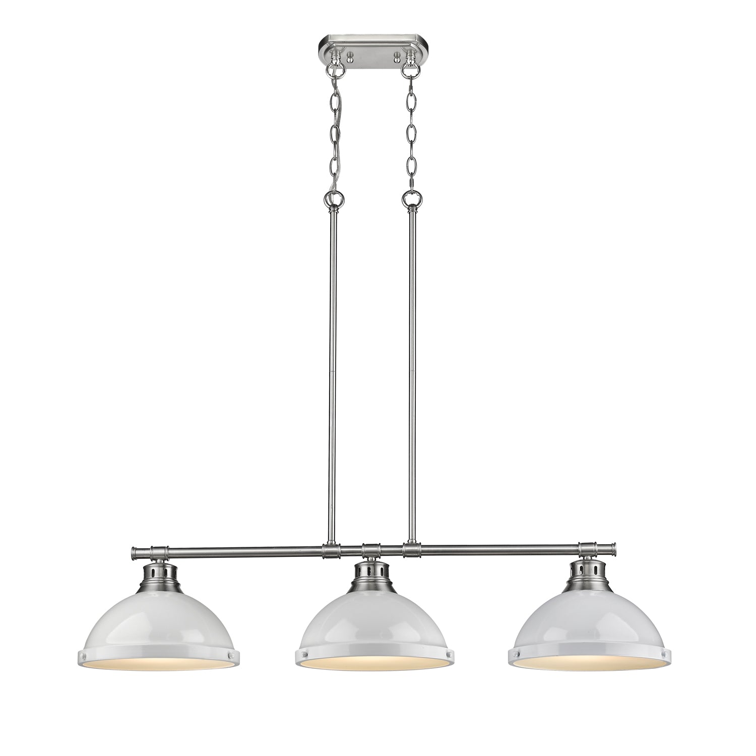 Yep by Golden Lighting Duncan 3-light Island Light in Pewter and White shade - - Golden Lighting