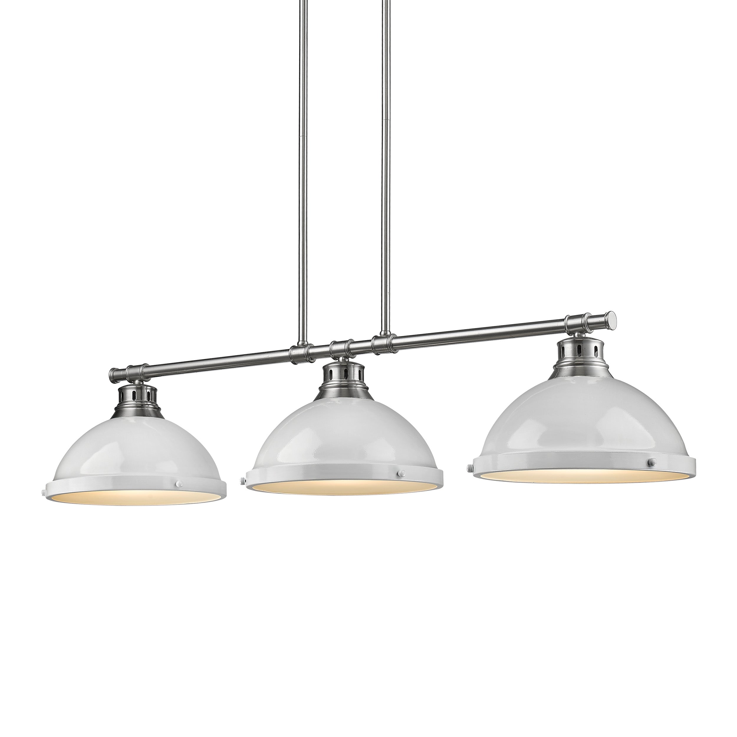 Yep by Golden Lighting Duncan 3-light Island Light in Pewter and White shade - - Golden Lighting