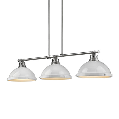 Yep by Golden Lighting Duncan 3-light Island Light in Pewter and White shade - - Golden Lighting