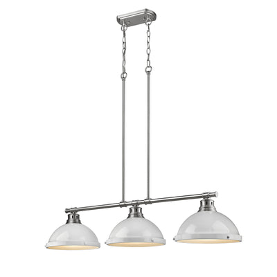 Yep by Golden Lighting Duncan 3-light Island Light in Pewter and White shade - - Golden Lighting