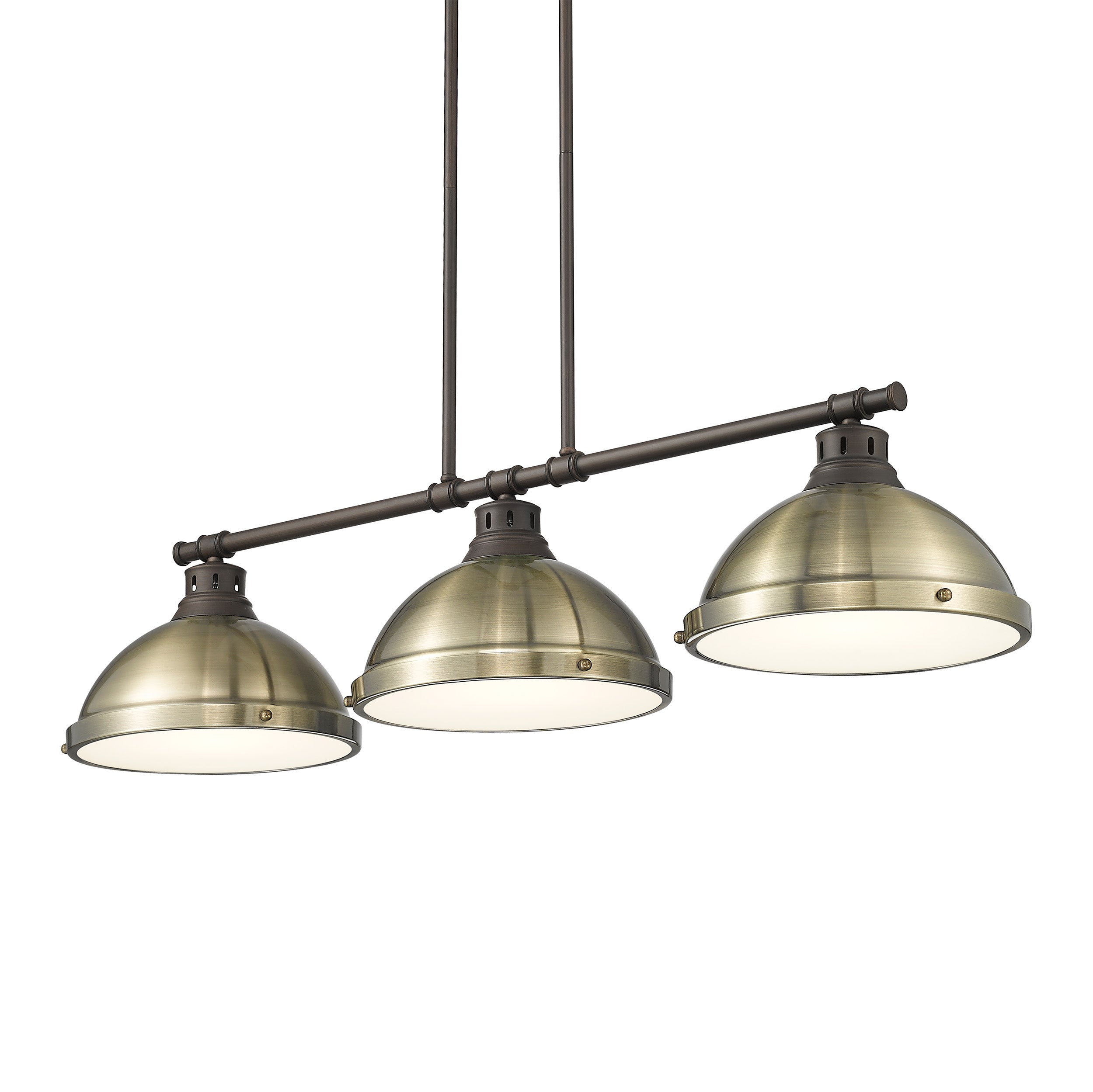 Yep by Golden Lighting Duncan 3-light Island Light in Rubbed Bronze and Aged Brass shade - - Golden Lighting
