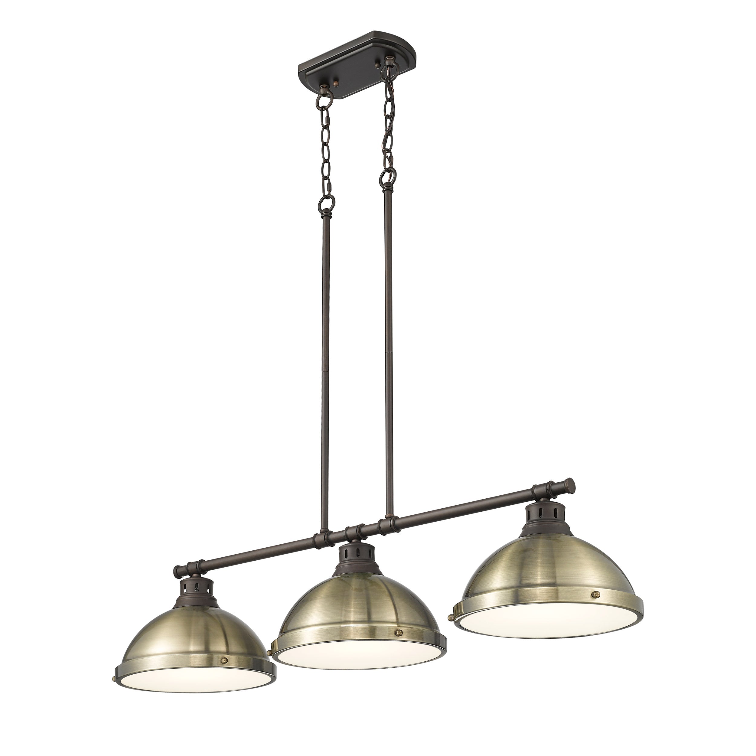 Yep by Golden Lighting Duncan 3-light Island Light in Rubbed Bronze and Aged Brass shade - - Golden Lighting