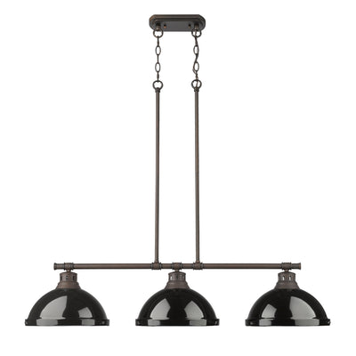 Yep by Golden Lighting Duncan 3-light Island Light in Rubbed Bronze and Black shade - - Golden Lighting