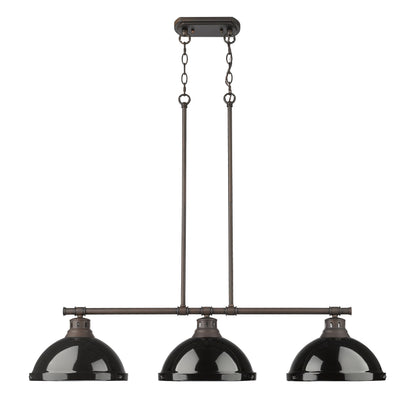 Yep by Golden Lighting Duncan 3-light Island Light in Rubbed Bronze and Black shade - - Golden Lighting
