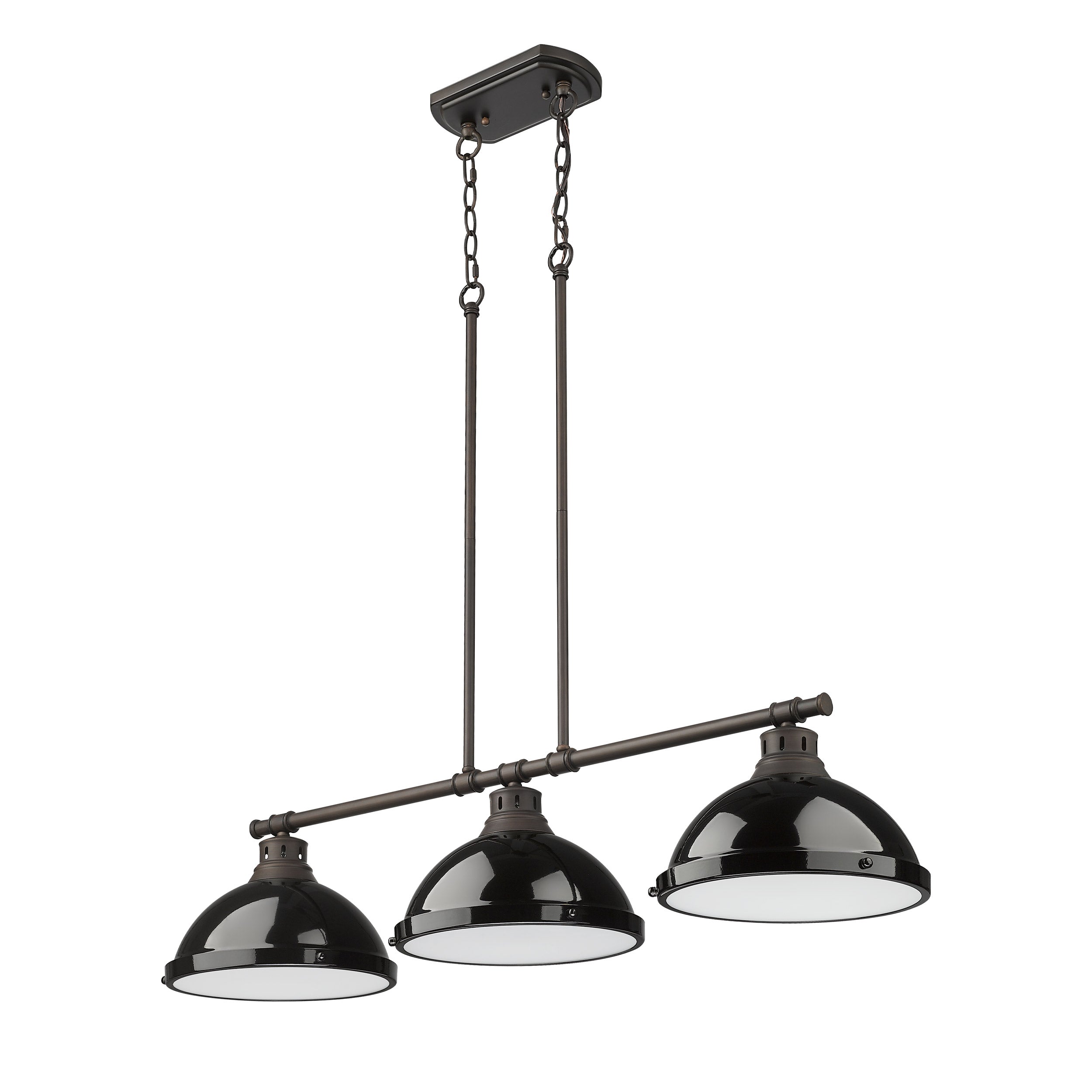 Yep by Golden Lighting Duncan 3-light Island Light in Rubbed Bronze and Black shade - - Golden Lighting