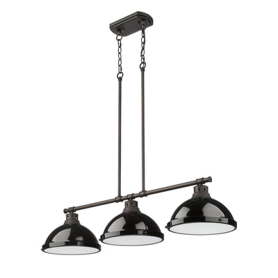 Yep by Golden Lighting Duncan 3-light Island Light in Rubbed Bronze and Black shade - - Golden Lighting