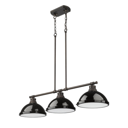 Yep by Golden Lighting Duncan 3-light Island Light in Rubbed Bronze and Black shade - - Golden Lighting