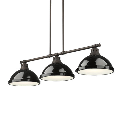 Yep by Golden Lighting Duncan 3-light Island Light in Rubbed Bronze and Black shade - - Golden Lighting