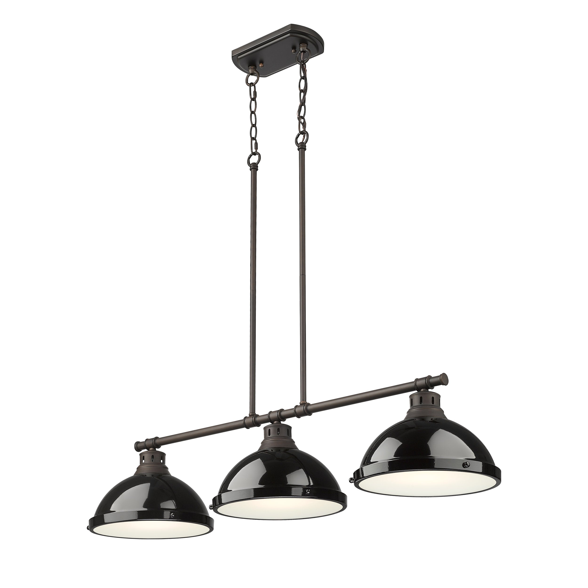 Yep by Golden Lighting Duncan 3-light Island Light in Rubbed Bronze and Black shade - - Golden Lighting
