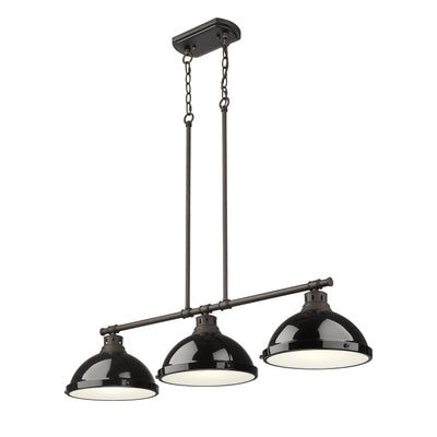 Yep by Golden Lighting Duncan 3-light Island Light in Rubbed Bronze and Black shade - - Golden Lighting
