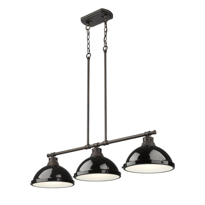 Yep by Golden Lighting Duncan 3-light Island Light in Rubbed Bronze and Black shade - - Golden Lighting