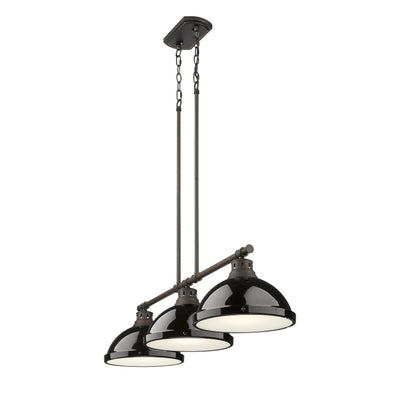 Yep by Golden Lighting Duncan 3-light Island Light in Rubbed Bronze and Black shade - - Golden Lighting