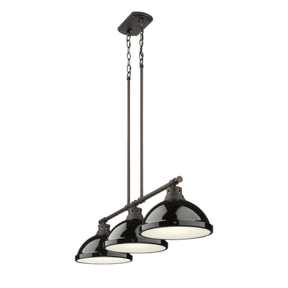 Yep by Golden Lighting Duncan 3-light Island Light in Rubbed Bronze and Black shade - - Golden Lighting