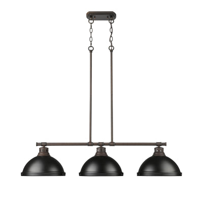 Yep by Golden Lighting Duncan 3-light Island Light in Rubbed Bronze and Matte Black shade - - Golden Lighting