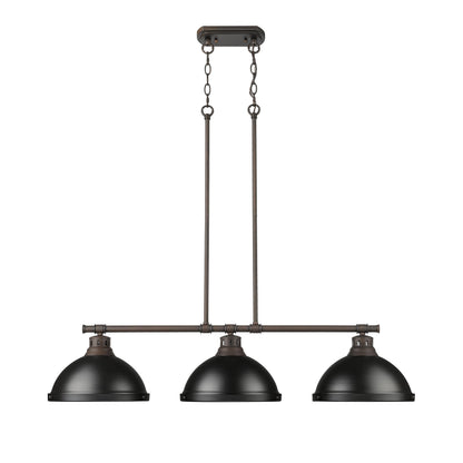 Yep by Golden Lighting Duncan 3-light Island Light in Rubbed Bronze and Matte Black shade - - Golden Lighting