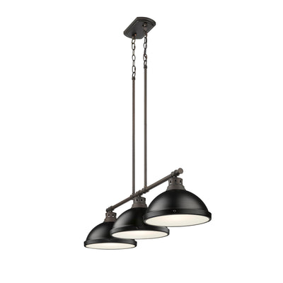 Yep by Golden Lighting Duncan 3-light Island Light in Rubbed Bronze and Matte Black shade - - Golden Lighting