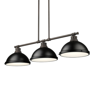 Yep by Golden Lighting Duncan 3-light Island Light in Rubbed Bronze and Matte Black shade - - Golden Lighting