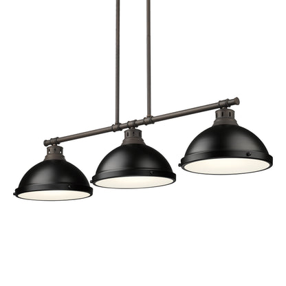 Yep by Golden Lighting Duncan 3-light Island Light in Rubbed Bronze and Matte Black shade - - Golden Lighting