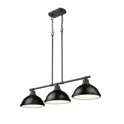 Yep by Golden Lighting Duncan 3-light Island Light in Rubbed Bronze and Matte Black shade - - Golden Lighting