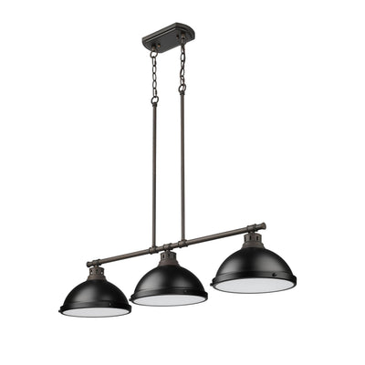 Yep by Golden Lighting Duncan 3-light Island Light in Rubbed Bronze and Matte Black shade - - Golden Lighting