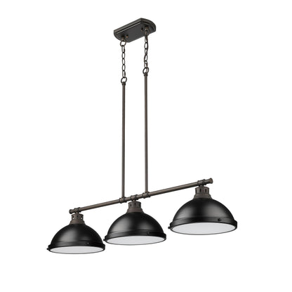 Yep by Golden Lighting Duncan 3-light Island Light in Rubbed Bronze and Matte Black shade - - Golden Lighting