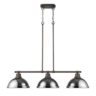 Yep by Golden Lighting Duncan 3-light Island Light in Rubbed Bronze and Chrome shade - - Golden Lighting