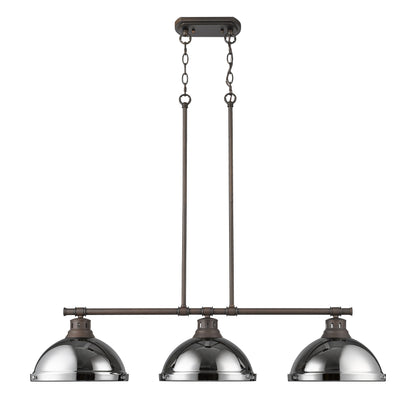 Yep by Golden Lighting Duncan 3-light Island Light in Rubbed Bronze and Chrome shade - - Golden Lighting