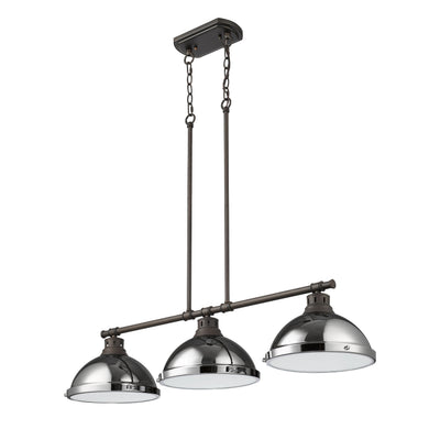 Yep by Golden Lighting Duncan 3-light Island Light in Rubbed Bronze and Chrome shade - - Golden Lighting