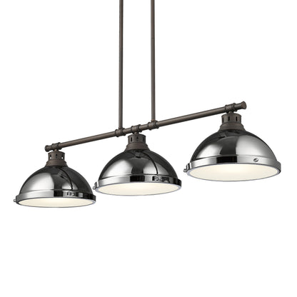 Yep by Golden Lighting Duncan 3-light Island Light in Rubbed Bronze and Chrome shade - - Golden Lighting