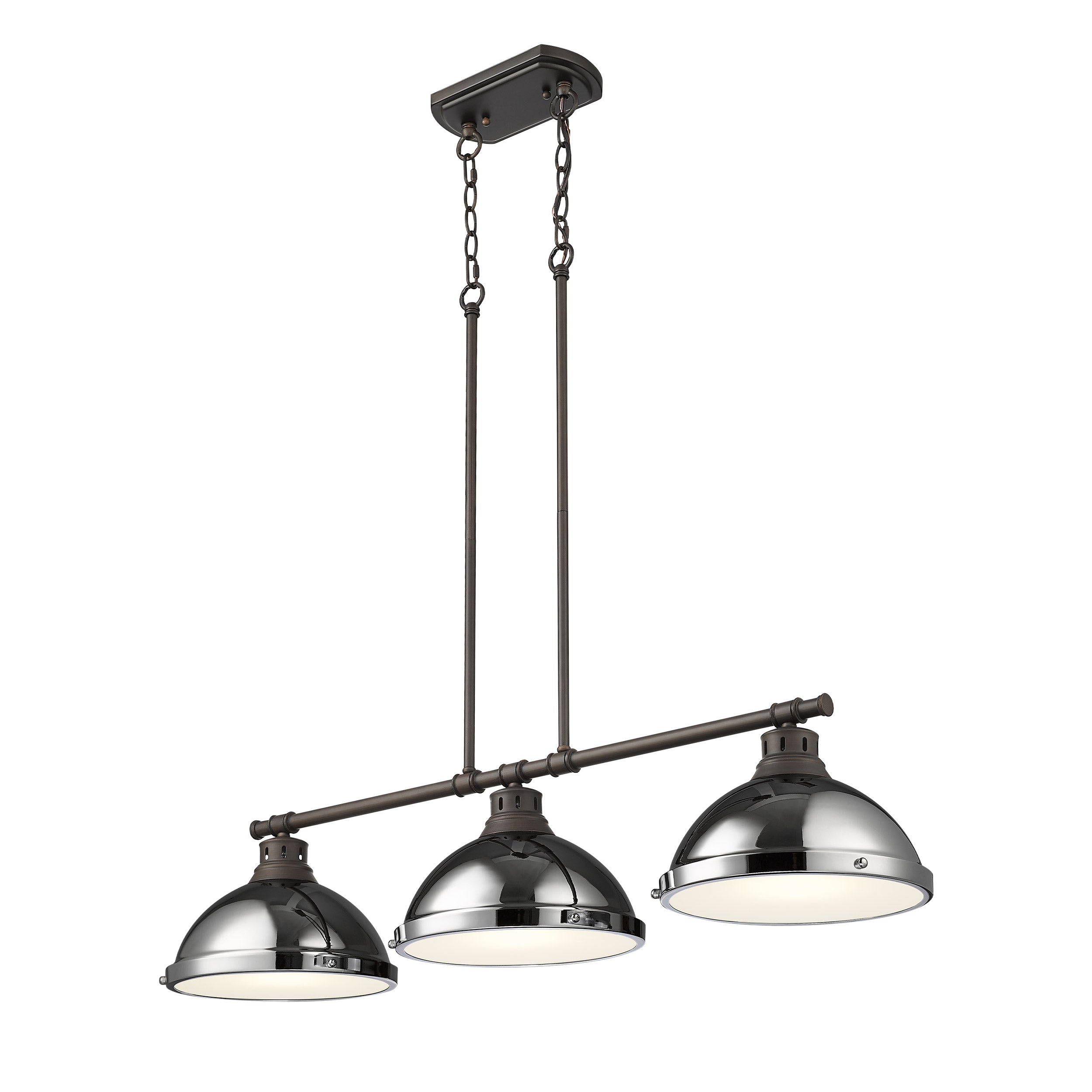 Yep by Golden Lighting Duncan 3-light Island Light in Rubbed Bronze and Chrome shade - - Golden Lighting