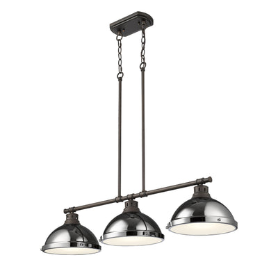 Yep by Golden Lighting Duncan 3-light Island Light in Rubbed Bronze and Chrome shade - - Golden Lighting