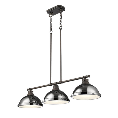 Yep by Golden Lighting Duncan 3-light Island Light in Rubbed Bronze and Chrome shade - - Golden Lighting