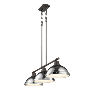 Yep by Golden Lighting Duncan 3-light Island Light in Rubbed Bronze and Chrome shade - - Golden Lighting