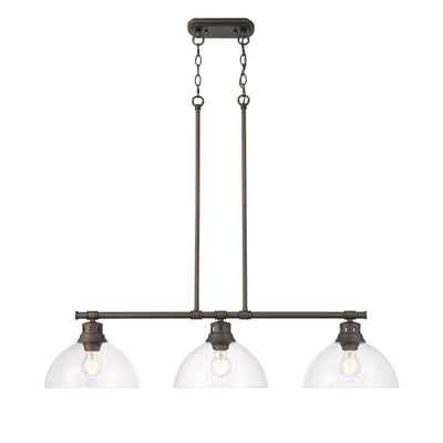Yep by Golden Lighting Duncan 3-light Island Light in Rubbed Bronze and Clear Glass - - Golden Lighting