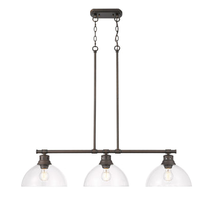 Yep by Golden Lighting Duncan 3-light Island Light in Rubbed Bronze and Clear Glass - - Golden Lighting