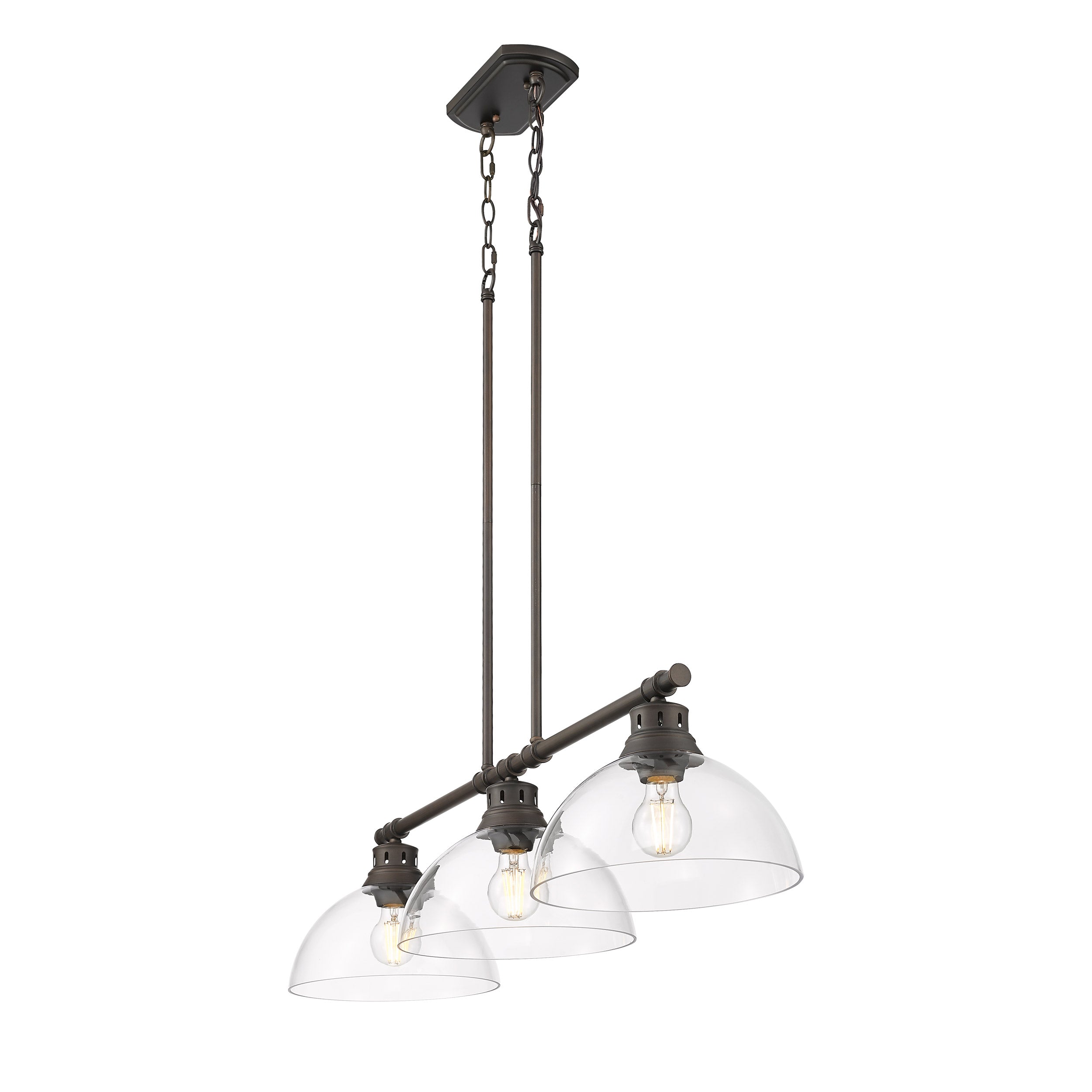 Yep by Golden Lighting Duncan 3-light Island Light in Rubbed Bronze and Clear Glass - - Golden Lighting